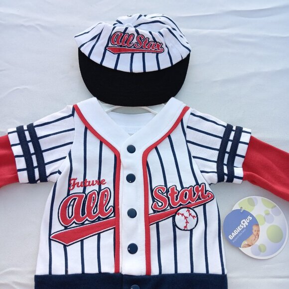 Y2K BabiesRus Future All Star Baseball Romper Outfit Cap 3m Baby Infant Boy New - Picture 2 of 7